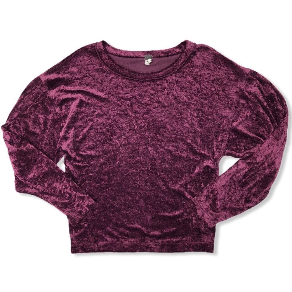We the Free Milan Burgundy Crushed Velvet Layering Top - Picture 2 of 9